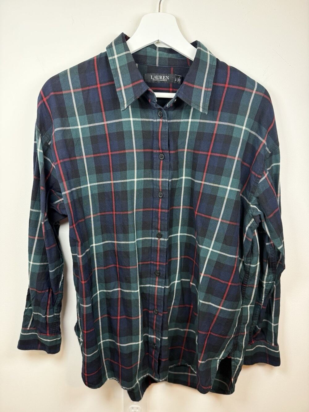 Lauren Ralph Lauren Women’s Button Down Plaid Size Large Shirt Business Casual